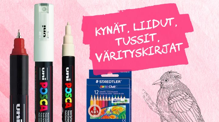 Kynät, liidut, tussit, värityskirjat