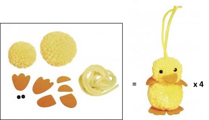 Askartelupakkaus pompom-tiput 4kpl - Pääsiäisaskartelu - 53594000 - 1