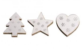 Puiset joulukuviot 4cm, 8kpl valko-kulta - Jouluaskartelu - 56975000 - 1