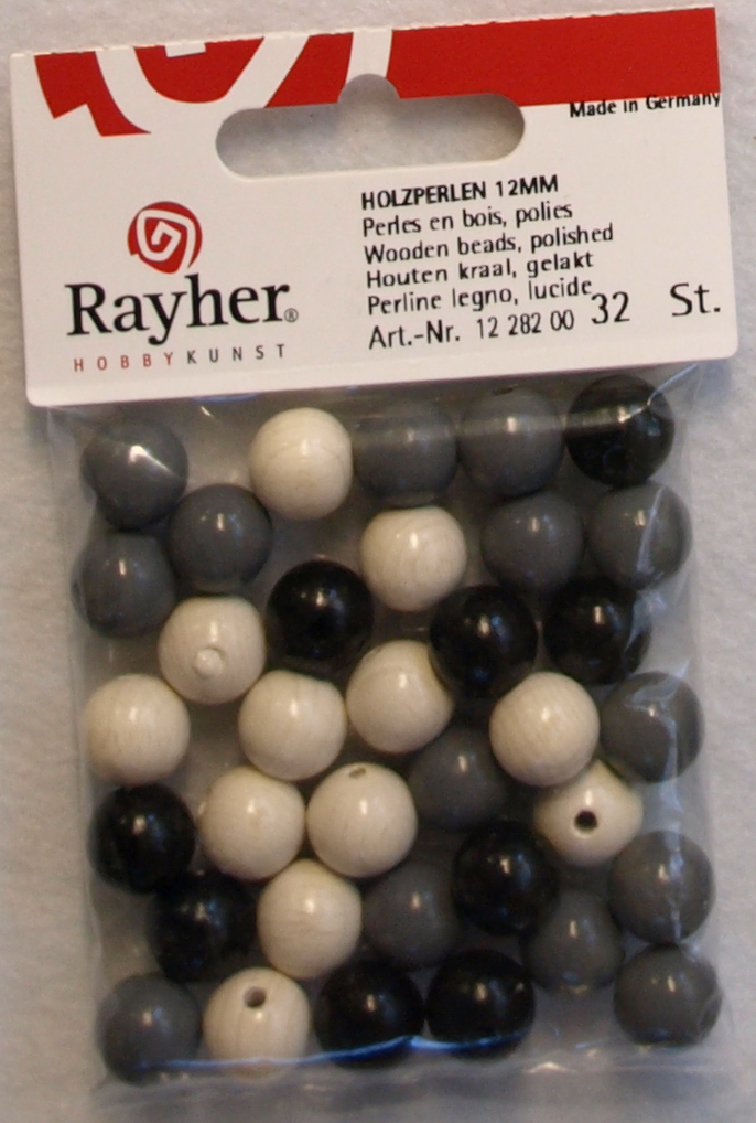 Puuhelmet, 12 mm, 32 kpl, reikä 2 mm - Puuhelmet - 1254600 - 1