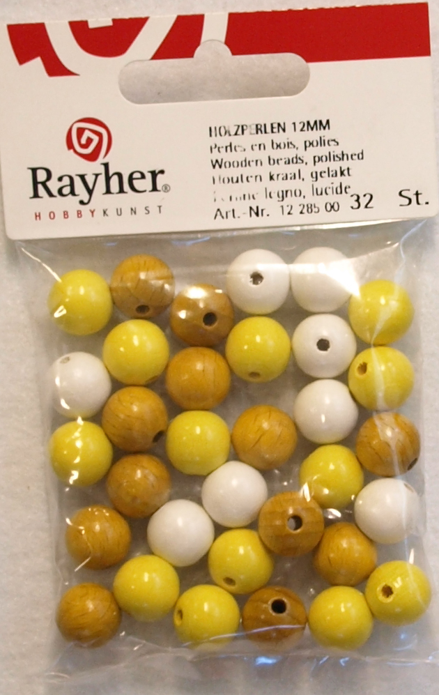 Puuhelmet, 12 mm, 32 kpl, reikä 2 mm - Puuhelmet - 1254700 - 1