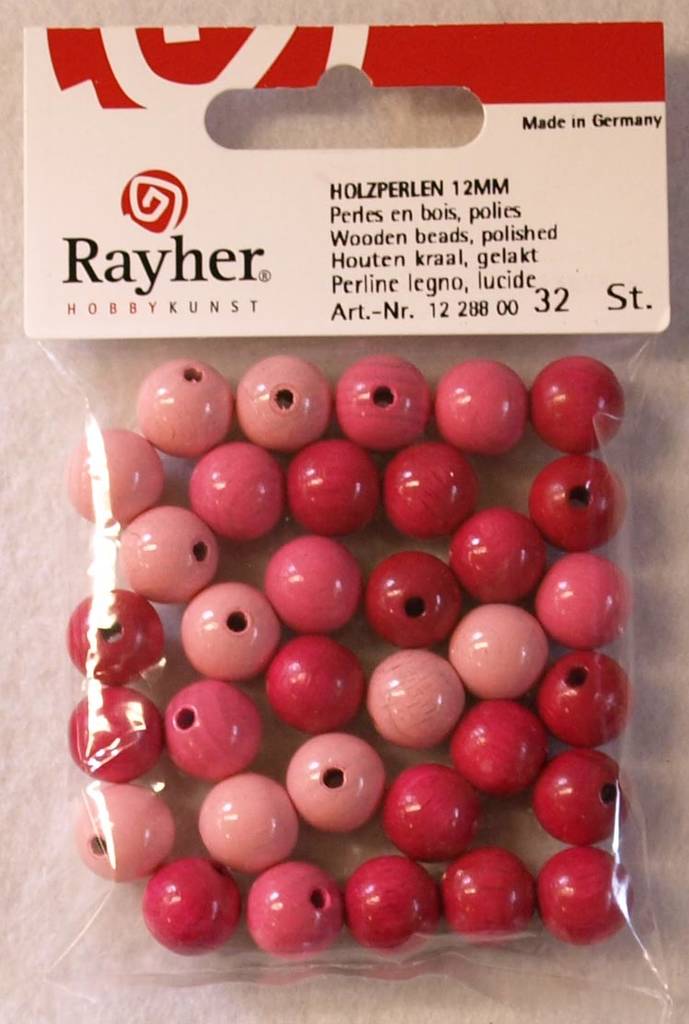 Puuhelmet, 12 mm, 32 kpl, reikä 2 mm - Puuhelmet - 1254800 - 1
