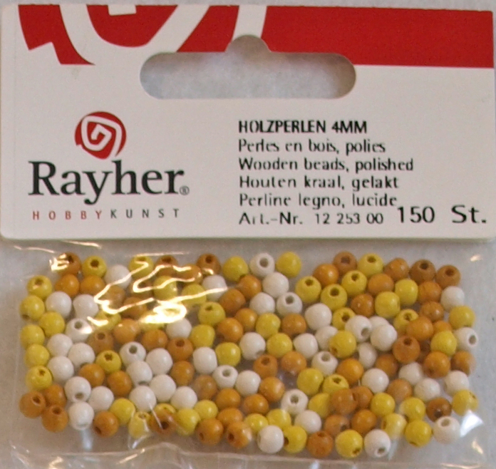 Puuhelmet, 4 mm, 150 kpl , Reikä 1,6mm - Puuhelmet - 1250800 - 1