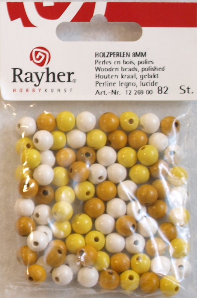 Puuhelmet, 8 mm, 82 kpl, reikä 2 mm - Puuhelmet - 1251900 - 1