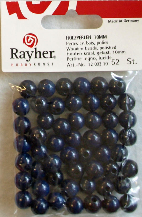 Puuhelmi, 10 mm, 52 kpl, sininen - Puuhelmet - 1250310 - 1