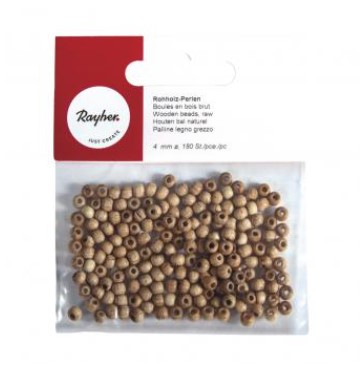 Puuhelmi 4mm, 180 kpl - Puupallot, -munat ja -napit - 6110200 - 1