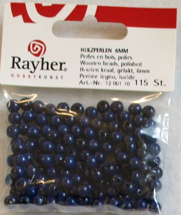 Puuhelmi, 6 mm, 115 kpl, sininen - Puuhelmet - 1250110 - 1
