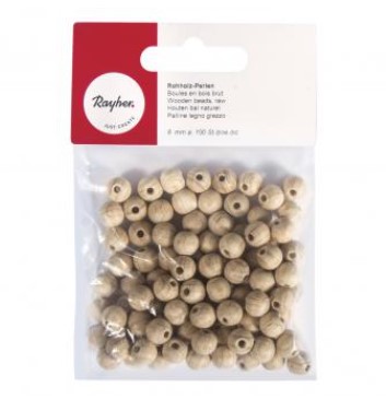 Puuhelmi 8 mm, 100 kpl - Puupallot, -munat ja -napit - 6110400 - 1