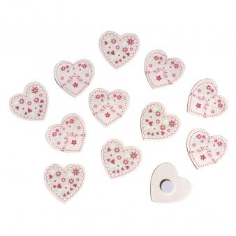 Puukoristeet Sydämet 12kpl tarralla - Tarrat, värikkäät - 56919000 - 1