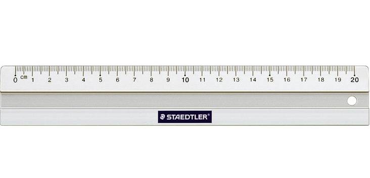 Viivotin liukuesteellä 20cm, alumiinia - Värikynät, tussit, koulutarvikkeet - 56320 - 1