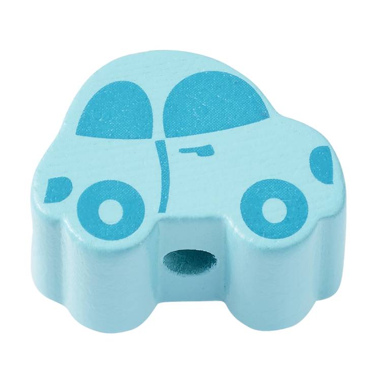 Auto 2kpl turkoosi, puuta LKL - Silikonihelmet ja tuttinauhatarvikkeet - 3260071 - 1