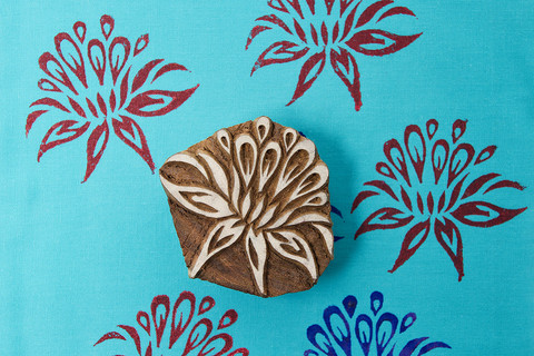 Blockwallah-leimasin Fire Flower - Puuvartiset leimasimet ja Blockwallah - B311 - 1