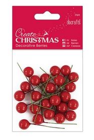 Koristemarjat 24kpl, punaiset - Jouluaskartelu - pma 356911 - 1