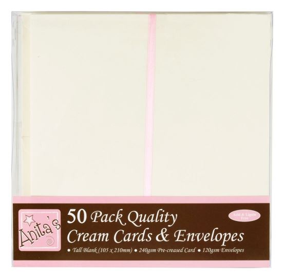 Korkeat kortit + kuoret 50kpl kerma - Korttipohjapakkaukset (sis. kuoret) - ANT 1513021 - 1