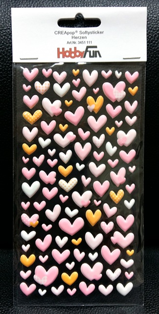 Pehmotarrat, Pikkusydämet - Tarrat, värikkäät - 3451111 - 1