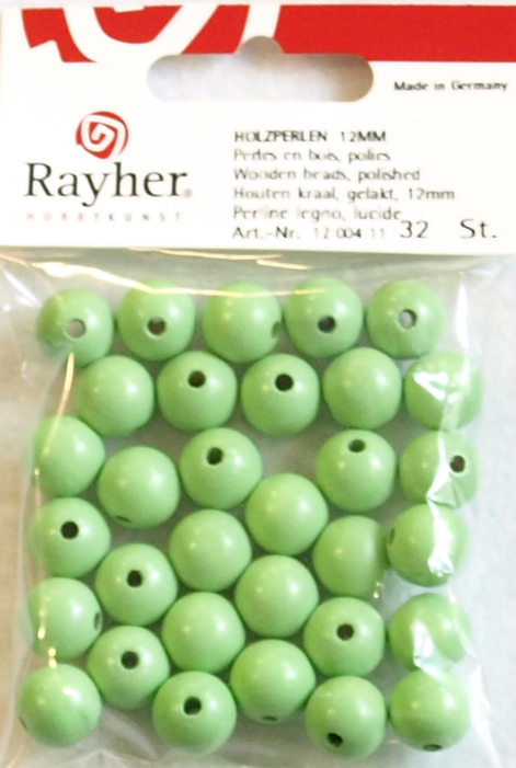 Puuhelmi, 12 mm, 32 kpl - Puuhelmet - 1250411 - 1