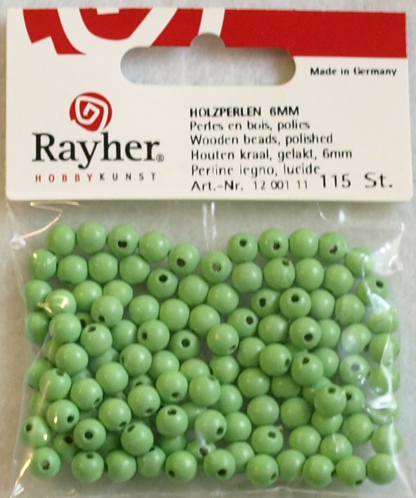 Puuhelmi, 6 mm, 115 kpl - Puuhelmet - 1250111 - 1