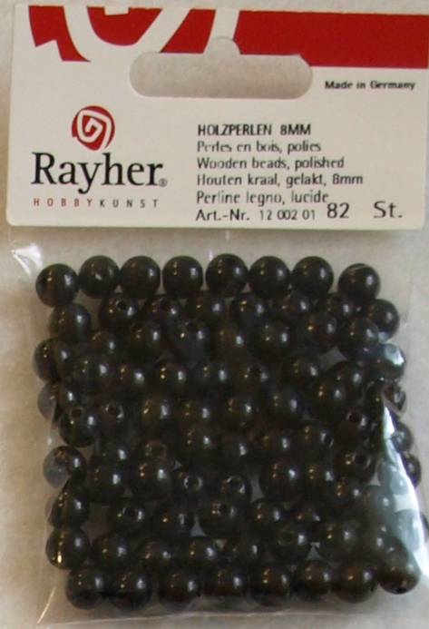 Puuhelmi, 8 mm, 82 kpl, musta - Puuhelmet - 1250201 - 1