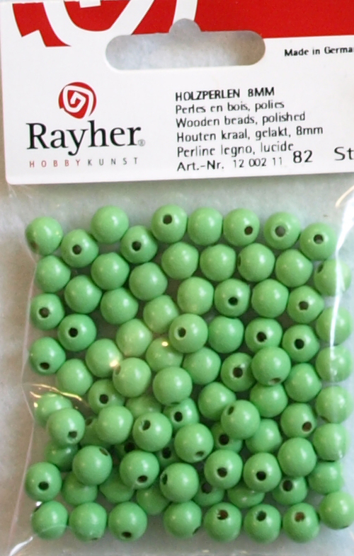 Puuhelmi, 8 mm, 82 kpl vaaleanvihreä - Puuhelmet - 1250211 - 1