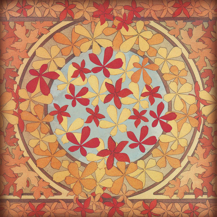 Riisipaperiservietti Oranssit lehdet - Riisi- ja decoupage-paperit - DFT231 - 1