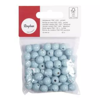 Puuhelmi, 10 mm, 52 kpl, siniharmaa - Puuhelmet - 1250381 - 1