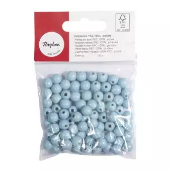 Puuhelmi, 8 mm, 82 kpl, siniharmaa - Puuhelmet - 1250281 - 1