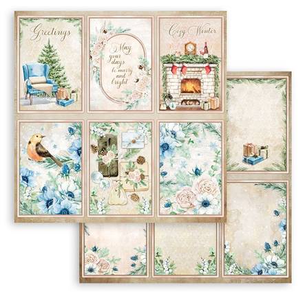 Skräppipaperi 30x30cm Cozy Winter Cards - Skräppipaperit ja kuviokartongit - SBB902 - 1