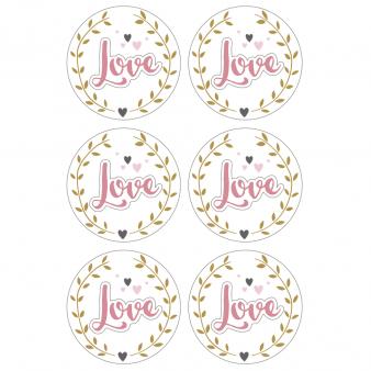 3D-kartonkitarrat LOVE, 6kpl - Tarrat, värikkäät - 73144102 - 1