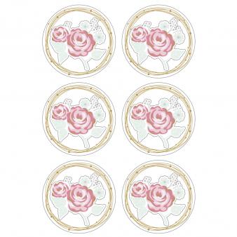 3D-kartonkitarrat Ruusut vaal.pun. 6kpl - Tarrat - 73143102 - 1