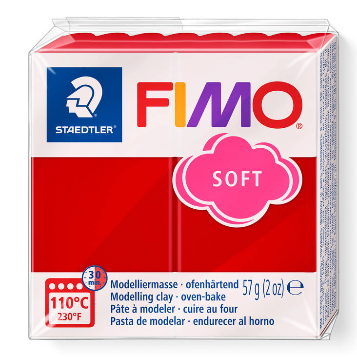 Fimo Soft perusvärit, joulunpunainen - FIMO Soft ja Effect -muovailumassat - 8020-2P - 2