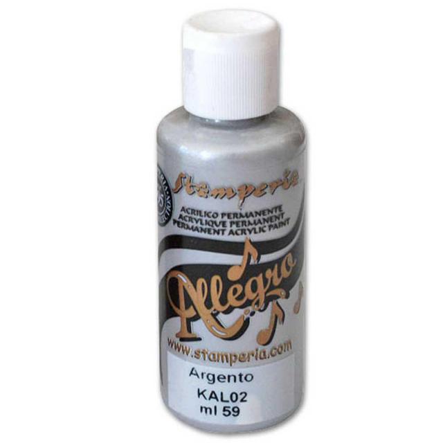 Metalliväri 60ml, hopea - Folk Art ja Allegro -askartelumaalit - KAL02 - 2