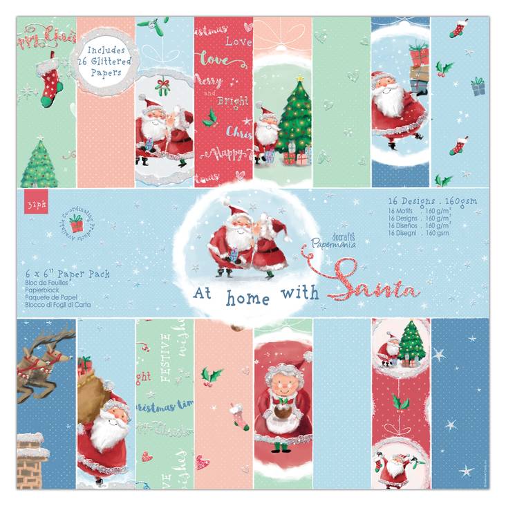 Paperilajitelma 15x15cm At Home w Santa - Jouluaskartelu - PMA 160962 - 1