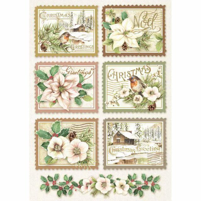 Riisipaperi A4 Talviset postimerkit - Riisi- ja decoupage-paperit - DFSA4342 - 1