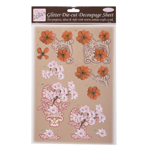 Stanssattu 3D- kartonkiarkki, A4,Kukat 3 - 3D, Muut aiheet - 99-1692002 - 1