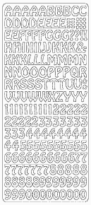 Ääriviivatarra Kirjaimet, 10mm, hopea - Ääriviivatarrat tekstillä - 75042 - 1