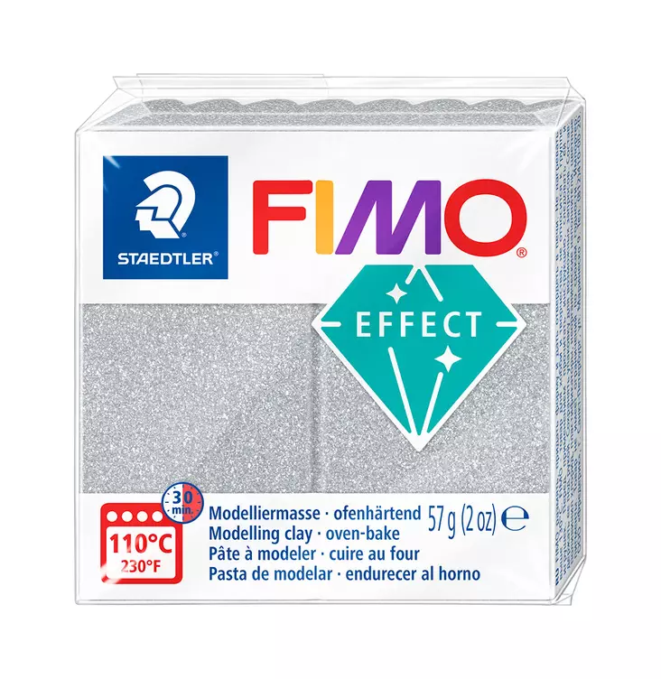Fimo Effect, Glitter kimaltava hopea - FIMO Soft ja Effect -muovailumassat - 8010-812 - 3