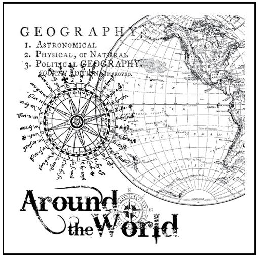 Kumileimasinsetti 10x10cm Geography - Akryyli- ja kumileimasimet akryylipalaan - WTKCC13 - 1