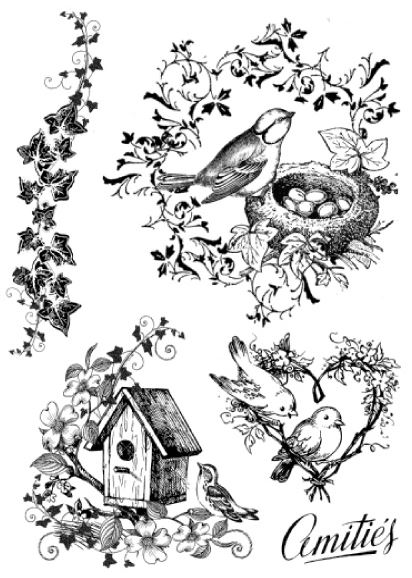 Kumileimasinsetti 14x18cm Linnunpesät - Akryyli- ja kumileimasimet akryylipalaan - WTKCC63 - 1