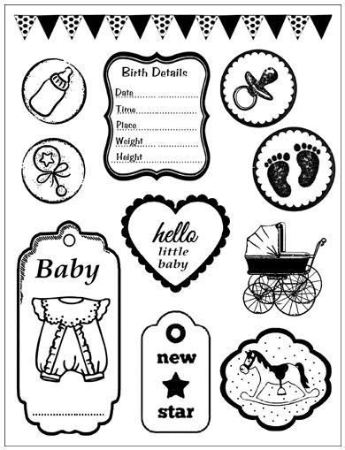 Kumileimasinsetti 14x18cm Vauva-aiheet - Akryyli- ja kumileimasimet akryylipalaan - WTKCC23 - 1