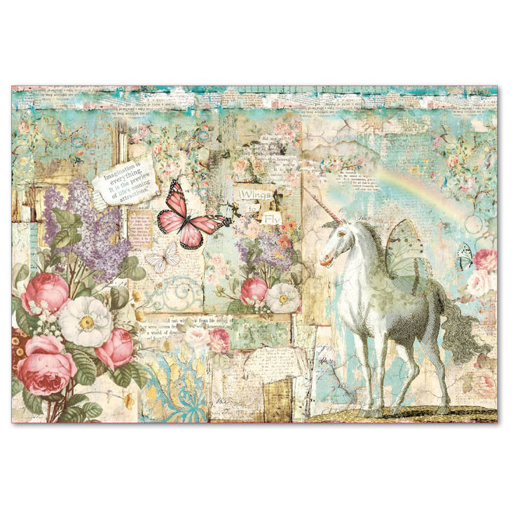 Riisipaperi 48x33cm Yksisarvinen - Riisi- ja decoupage-paperit - DFS393 - 1