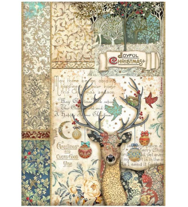 Riisipaperi A4 ChristmasGreetings peura - Riisi- ja decoupage-paperit - DFSA4793 - 1