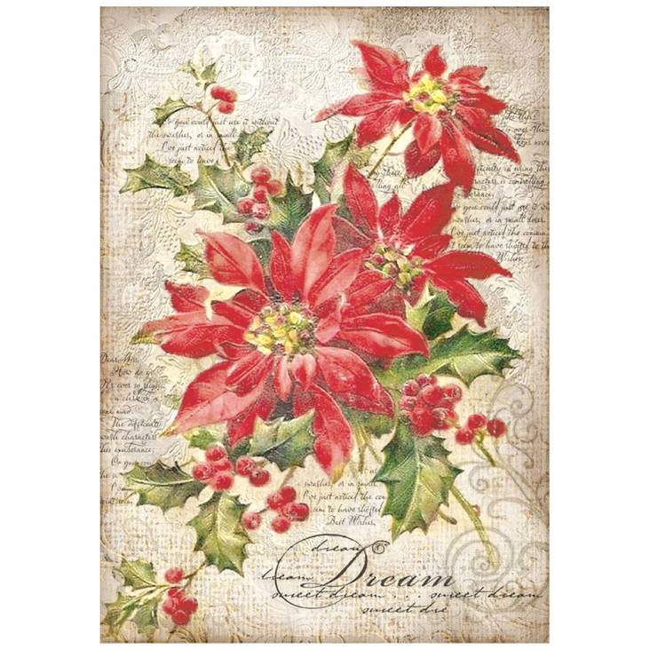 Riisipaperi A4 Joulutähti - Riisi- ja decoupage-paperit - DFSA4263 - 1