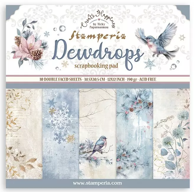 Paperilehtiö 30x30cm 10kpl Dewdrops - Kuviopaperilajitelmat - SBBL163 - 1