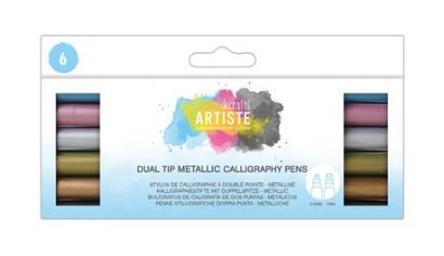 Metallitussit 2-päiset 6 kpl, sivellin- - Värikynät, tussit, koulutarvikkeet - DOA 851104 - 1