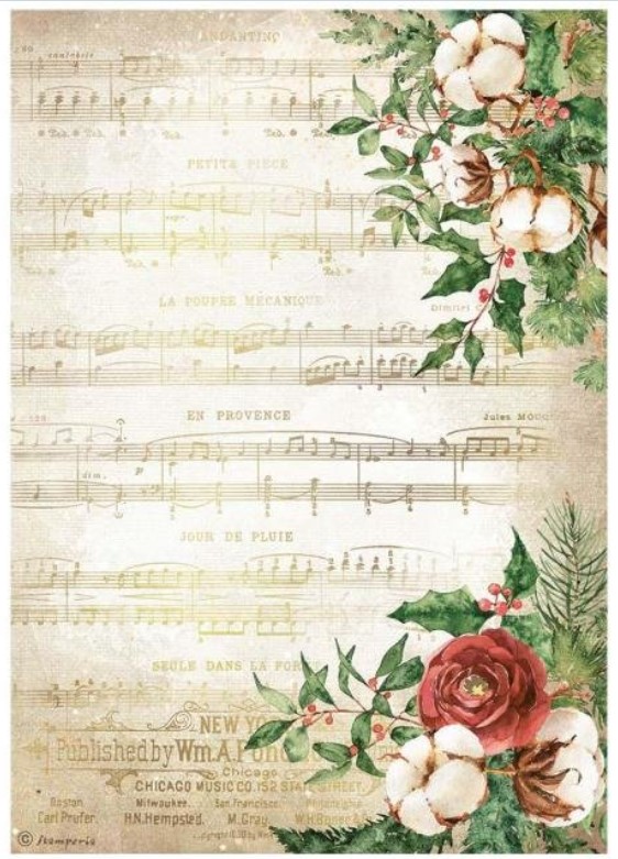 Riisipaperi A4 Holiday Music - Riisi- ja decoupage-paperit - DFSA4704 - 1