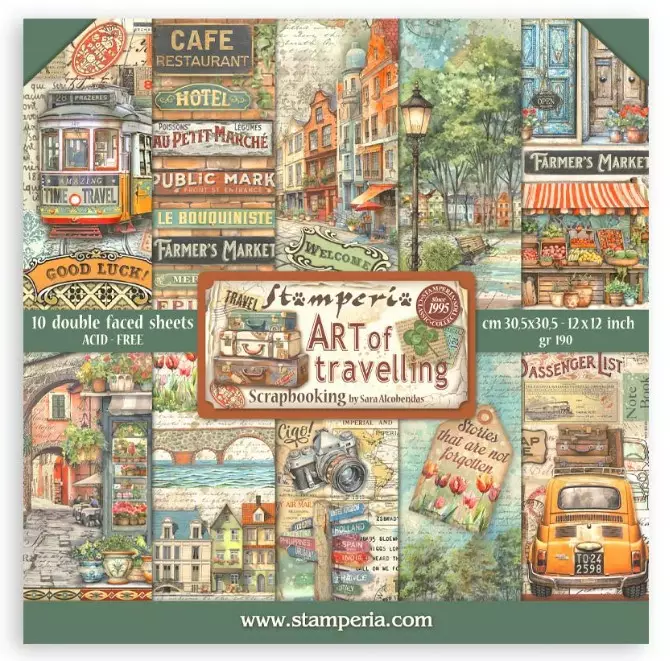 Paperilehtiö 30x30cm 10kpl Travelling - Kuviopaperilajitelmat - SBBL164 - 1