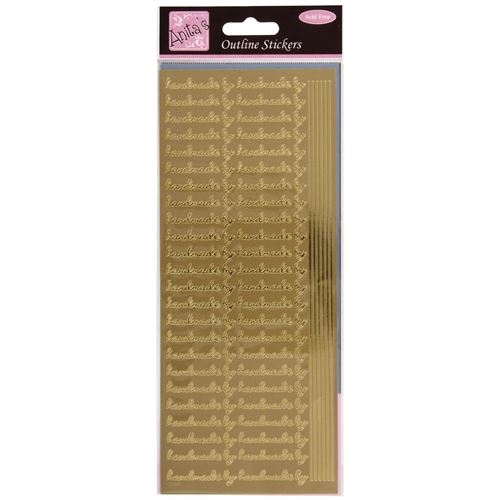 Ääriviivatarra Handmade by, kulta - Ääriviivatarrat tekstillä - ANT 8101504 - 1