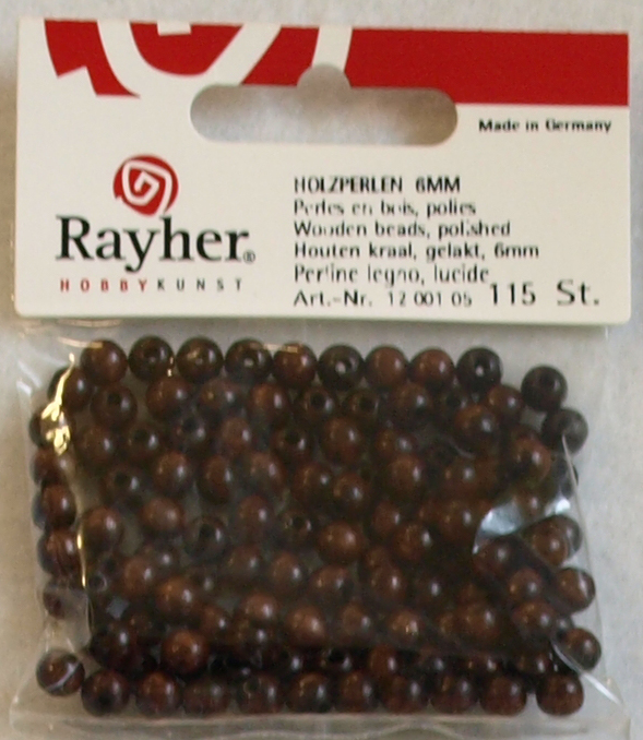 Puuhelmi, 6 mm, 115 kpl, ruskea - Puuhelmet - 1250105 - 1