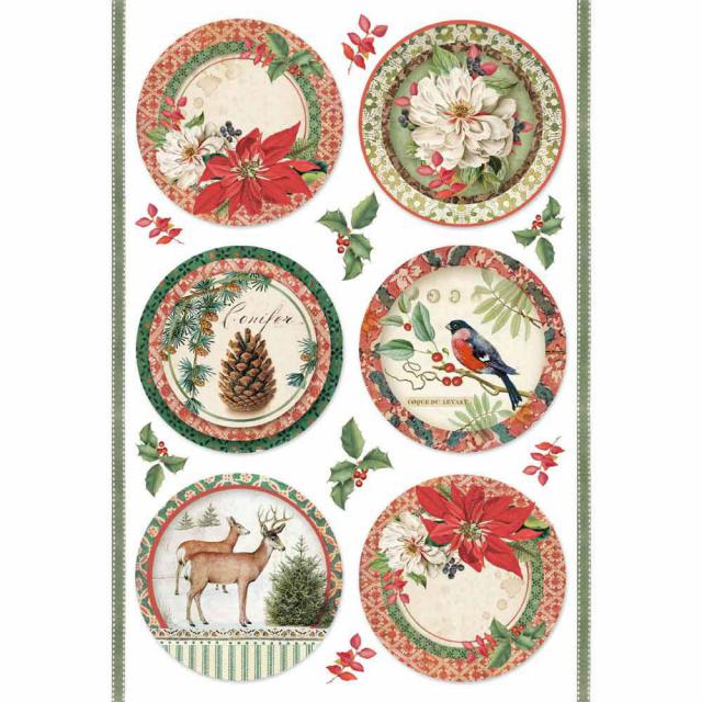 Riisipaperi A4 Talviset luontoympyrät - Riisi- ja decoupage-paperit - DFSA4325 - 1