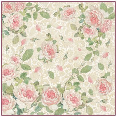 Riisipaperiservietti Ruusut ja pitsi - Riisi- ja decoupage-paperit - DFT255 - 1